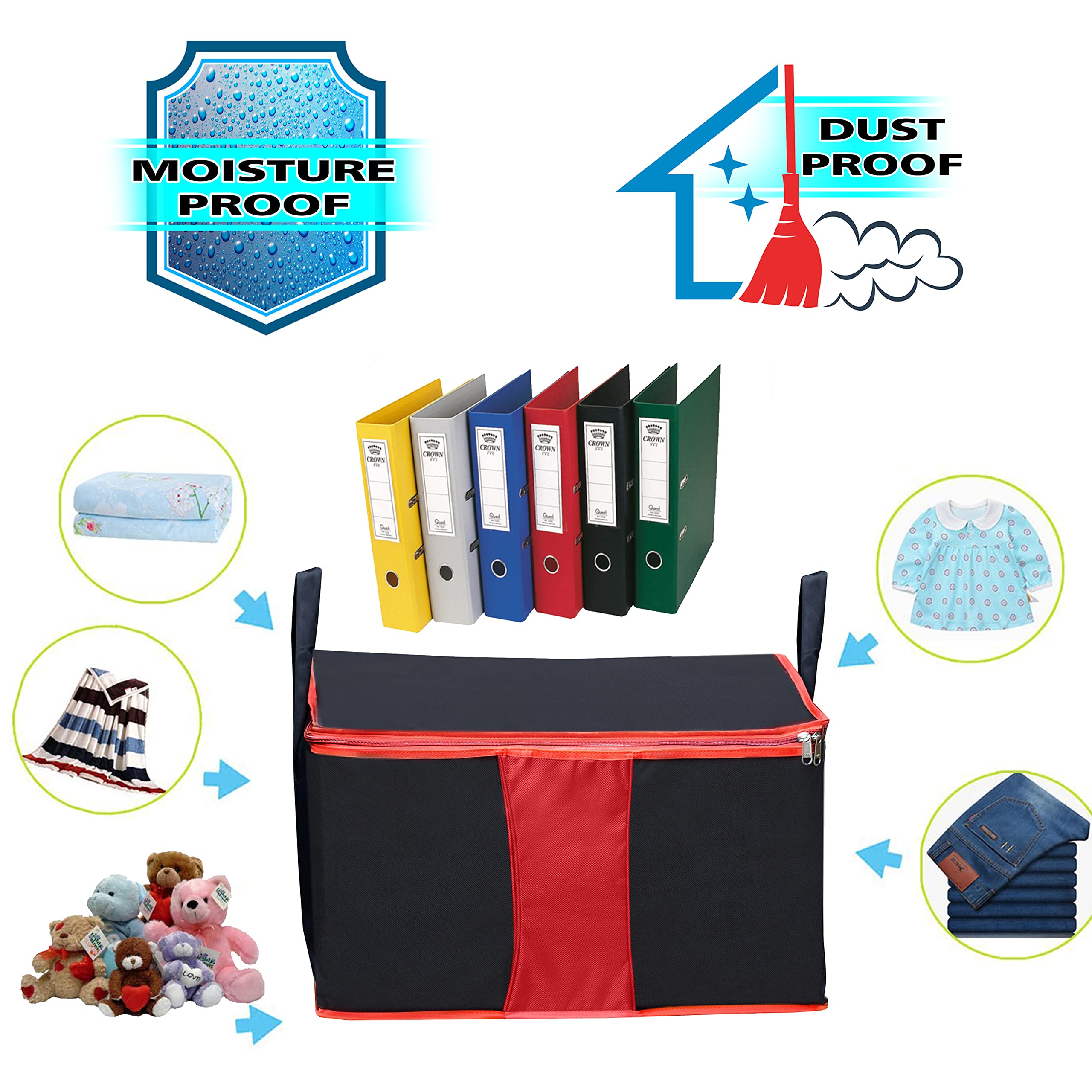 Storite 3 Pack Multi-Purpose Moisture Proof Heavy Duty 1680 Denier Nylon 110 L Super-Size Large Toys/Stationery Paper/Blankets/C